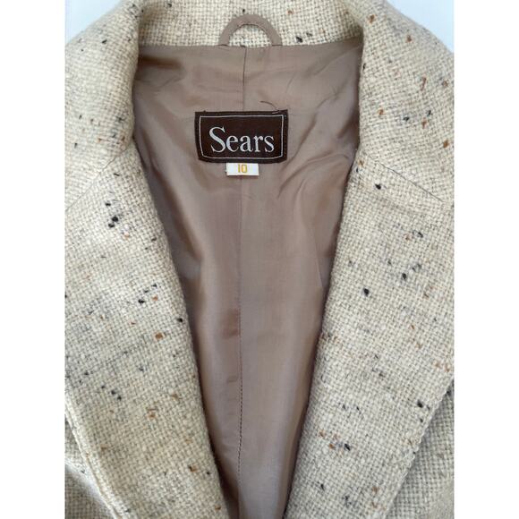 Vintage Sears Wool Blend Cream Tan Jacket Blazer - Size Women's Medium - Picture 2 of 10